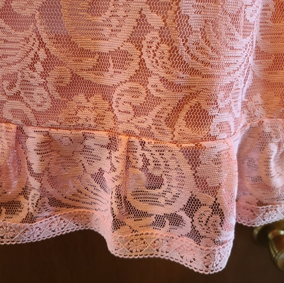 Pretty in Pink lace lined handmade long sleeve stretch lace dress szM - Picture 3 of 9